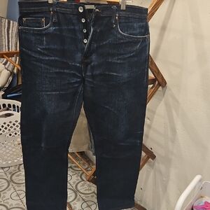 Men's Dark Blue Straight Jeans